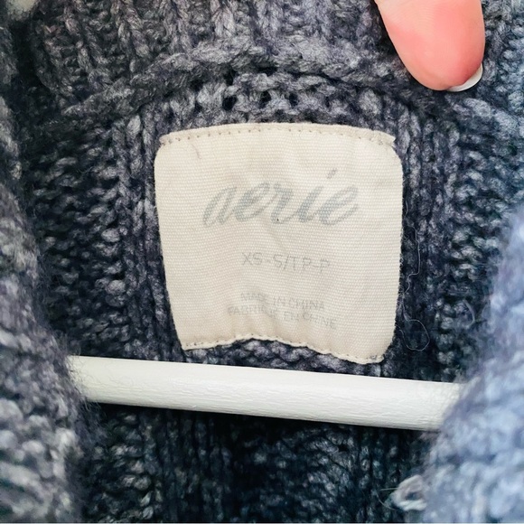 aerie Button Up Poncho Sweater Charcoal Gray Sz XS - Picture 4 of 8